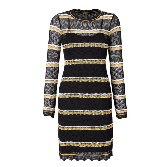 Karen Millen Pointelle Knit Stripe Dress - Picture 5 of 6